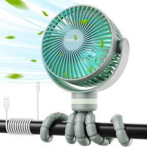 Momcozy 8000mAh Portable Stroller Fan 27H Battery Life, 4 Speed, Sage Green